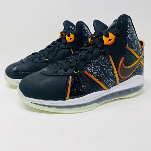 Nike Mens LeBron 8 Black Orange Round Toe Lace Up Mid Top Basketball Shoes 8.5 main image 6